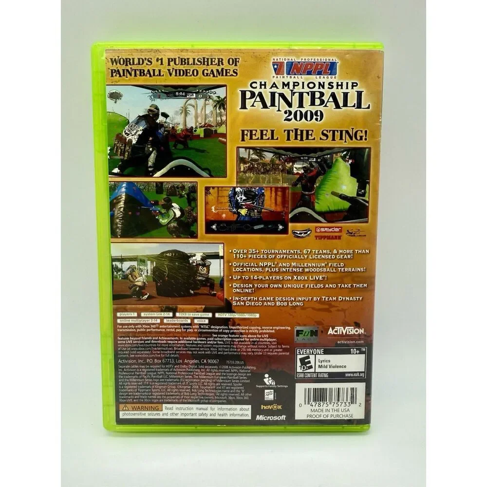 NPPL Championship Paintball 2009 (Microsoft Xbox 360, 2008) Game & Case‎ Tested